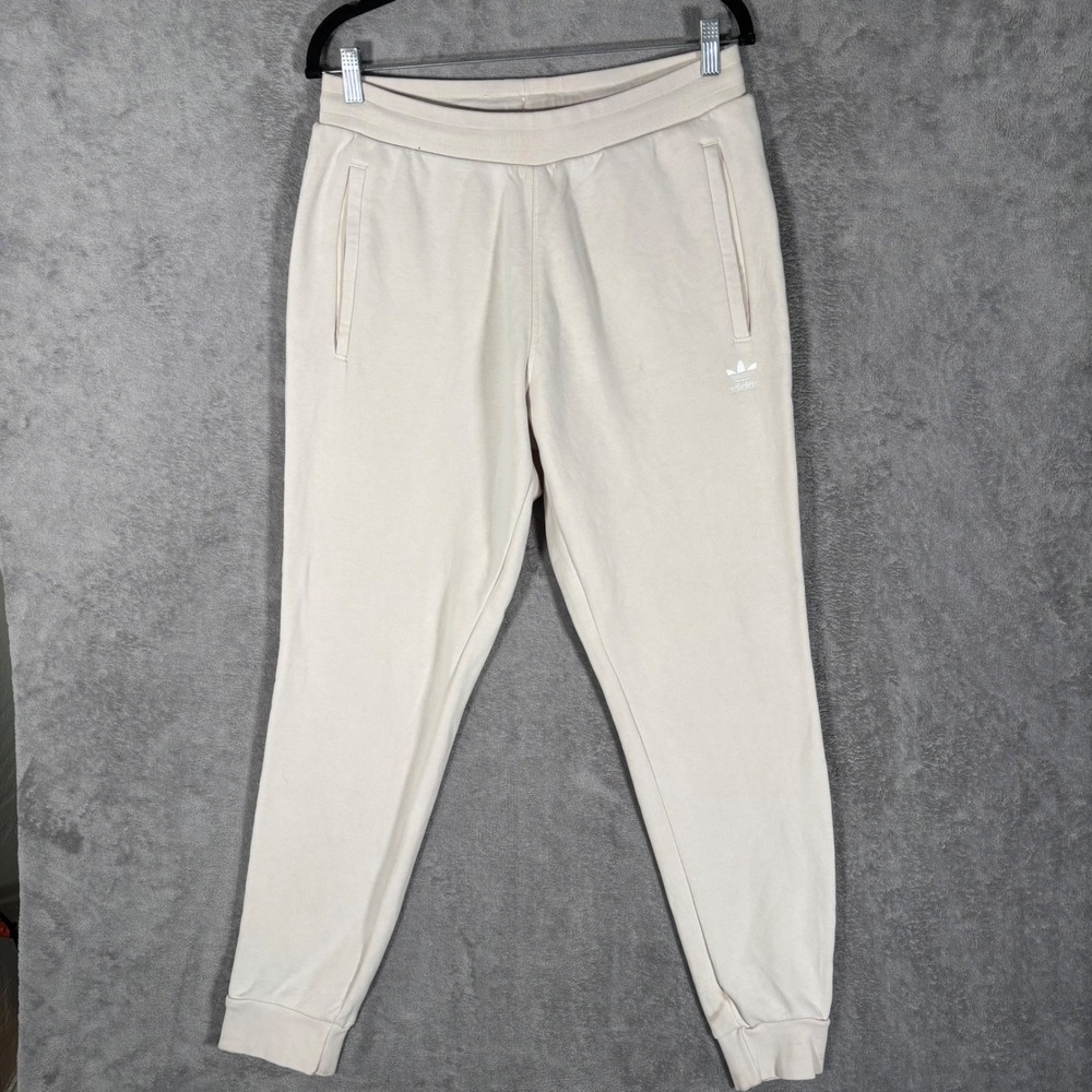 Adidas Originals Mens M Cream Trefoil Logo Fleece Jogger Sweatpants HE9410 32x32